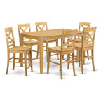 East West Furniture CAQU7H-OAK-W 7 Piece Counter Height Dining Set Consist of a Rectangle Kitchen Table and 6 Dining Chairs, 36x60 Inch, Oak
