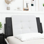 vidaXL Hanging Headboard Cushion - White/Black Faux Leather, Zipper for Easy Install, Foam-Filled for Back Support, Wall-Mount & Curved Frame Compatible, 39.4"x18.9"