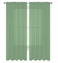 Decotex 2 Piece Solid Elegant Sheer Curtains Fully Stitched Panels Window Treatment Drape (54'' X 84'', Sage)