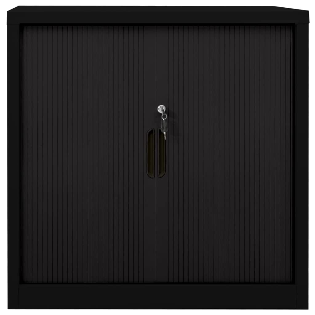 vidaXL Sliding Door Cabinet Black and White 35.4"x15.7"x35.4" Steel