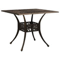 vidaXL Bronze Patio Table, Cast Aluminum, Outdoor Use, Square Design, Stable, 35.4"x35.4"x28.7" with Umbrella Hole, Requires Assembly