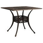 vidaXL Bronze Patio Table, Cast Aluminum, Outdoor Use, Square Design, Stable, 35.4"x35.4"x28.7" with Umbrella Hole, Requires Assembly