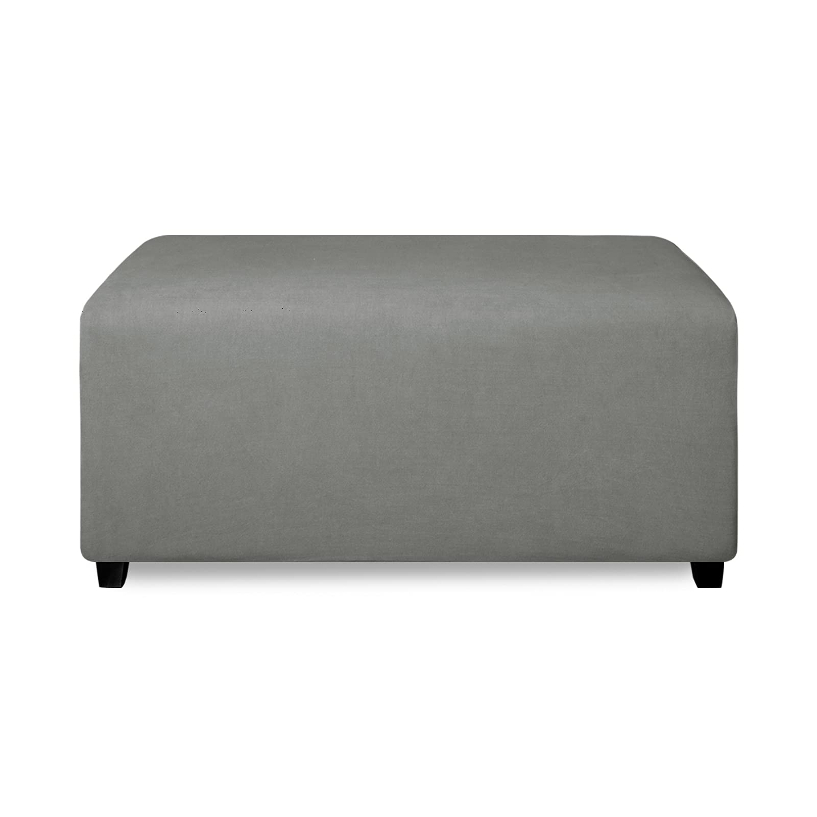 Purefit Super Stretch Soft Form Fit Ottoman Cover Rectangle - Ottoman Slipcovers For Foot Stool & Folding Storage Furniture For Living Room With Nonslip Elastic Bottom (Medium, Light Gray)