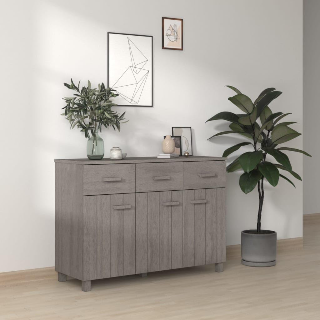 vidaXL Solid Wood Pine Sideboard HAMAR in Light Gray - Robust Construction, Versatile Storage, Spacious Tabletop, Classic Design