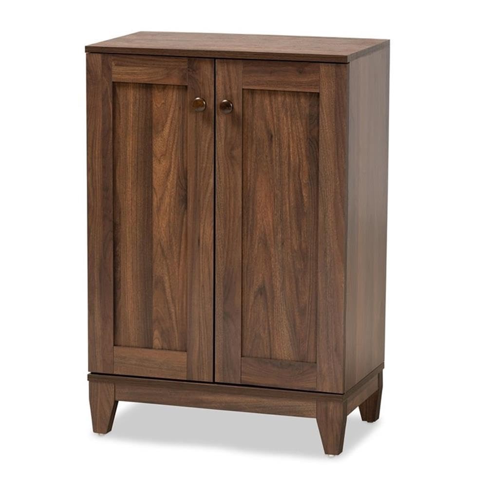 Baxton Studio Nissa Modern And Contemporary Walnut Brown Finished Wood 2-Door Shoe Storage Cabinet