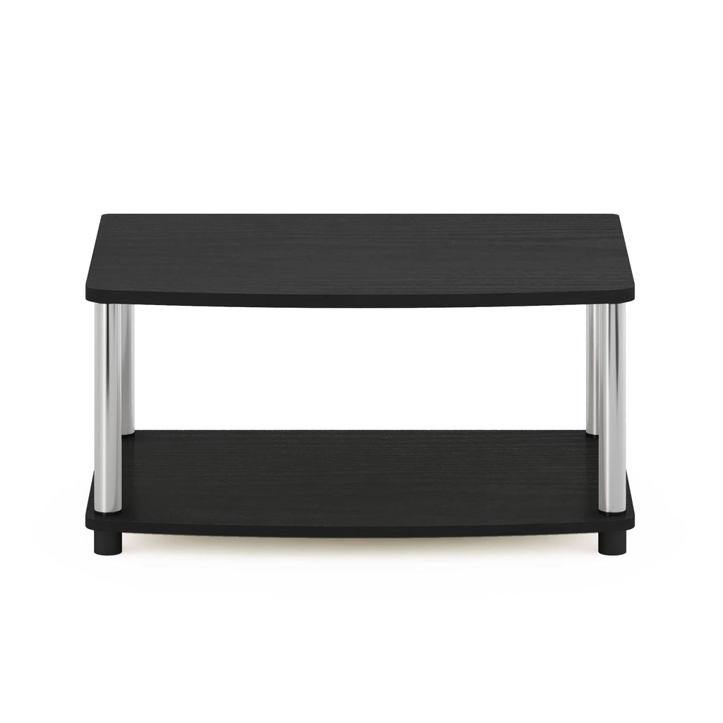 Furinno Turn-N-Tube No Tools 2-Tier Elevated TV Stand, Stainless Steel Tubes, Americano/Chrome, 13191AMSS