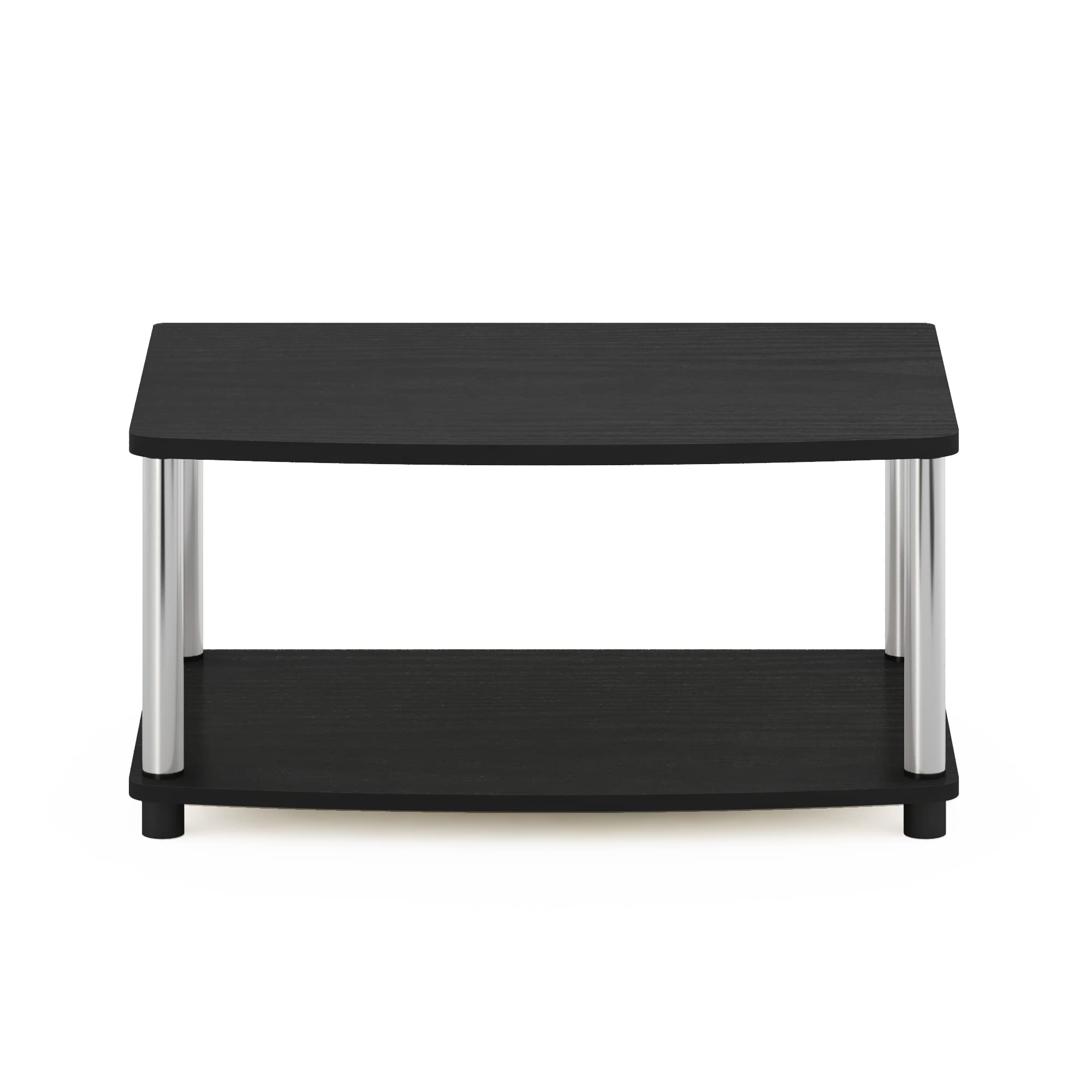 Furinno Turn-N-Tube No Tools 2-Tier Elevated TV Stand, Stainless Steel Tubes, Americano/Chrome, 13191AMSS