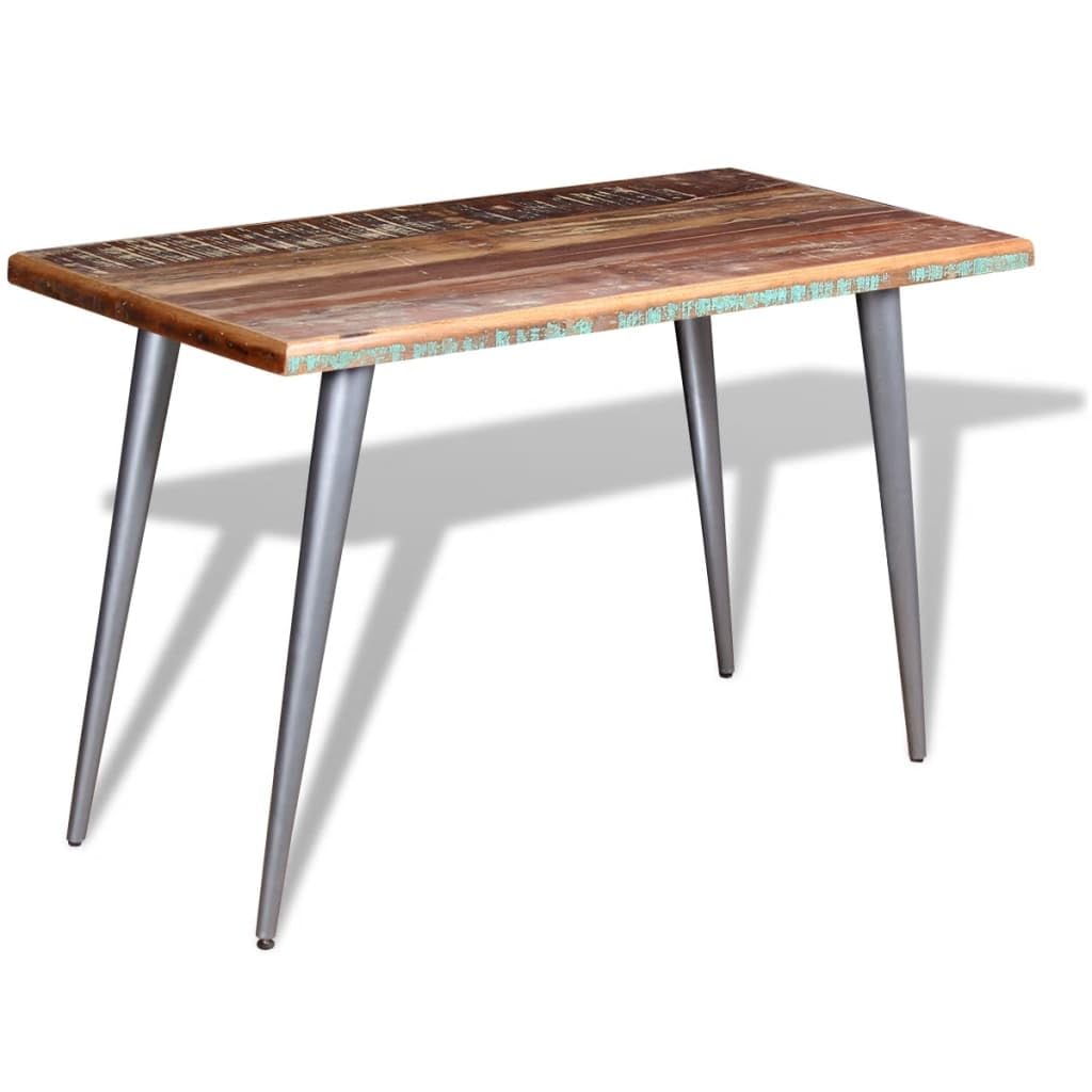 vidaXL Rectangular Dining Table Handmade with Solid Reclaimed Wood and Steel Legs -Vintage Styling and Unique Multicolour Finish – 47.2&quot;x23.6&quot;x30&quot; Dimensions