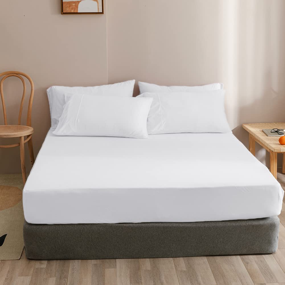 Doneus Jersey Knit Sheet - Cozy T-Shirt Queen Size Fitted Sheet - Easily Fits 15 Inch Mattress - Wrinkle Free, Durable Soft Comf