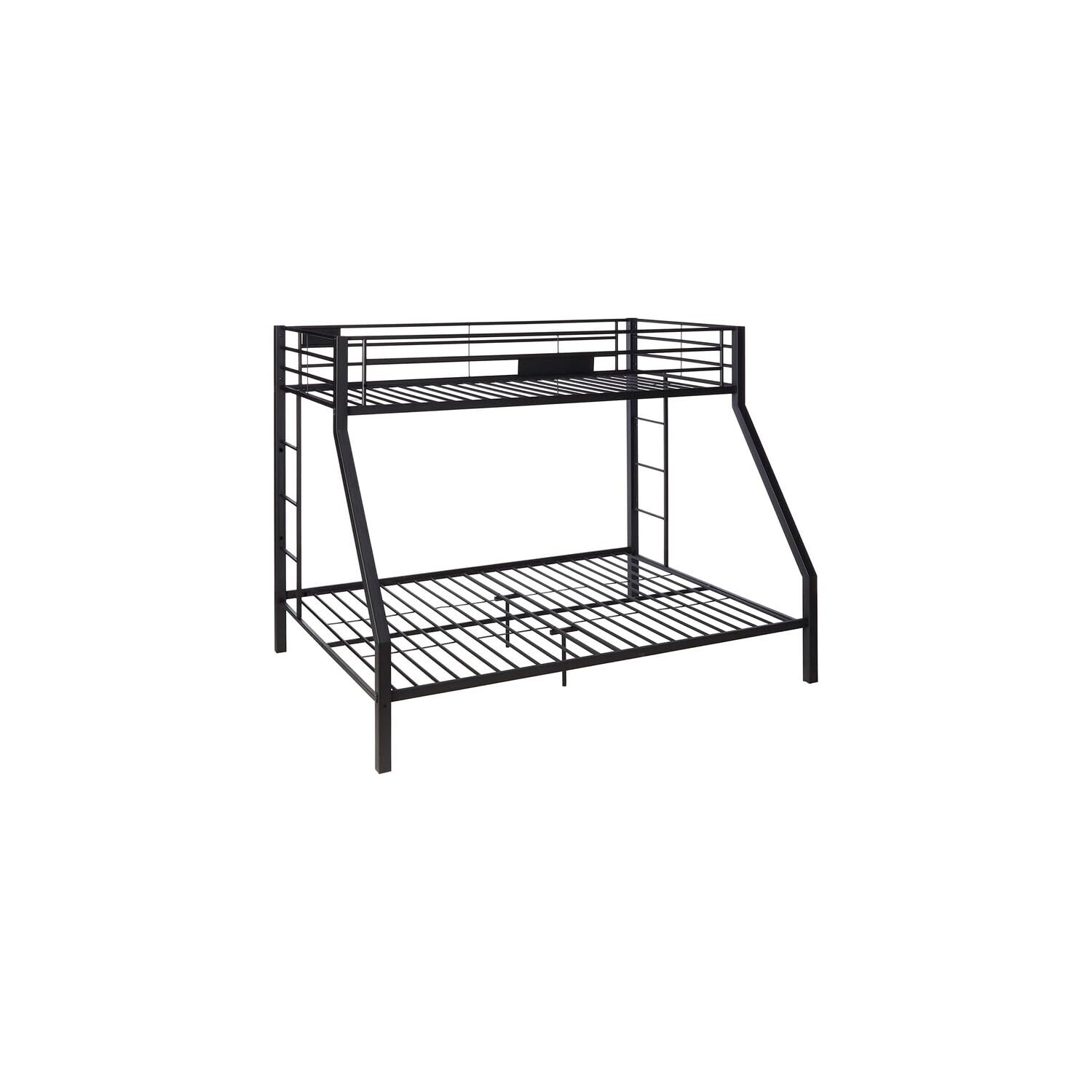 Benzara Metal Twin Xl Over Queen Bunk Bed, Black