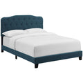 CasaFoyer Amelia Full Bed | Luxurious Chic Design | Polyester Upholstery | Button-Tufted Headboard | Solid Wood Construction | Non-Marking Wood Legs | Maximum Support | Elegant Curves | Opulent Appearance