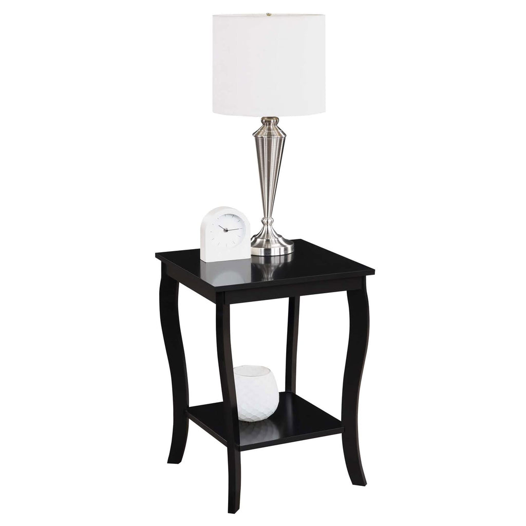 Convenience Concepts American Heritage Square End Table with Shelf, Black