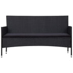 4 Piece Patio Lounge Set With Cushions Poly Rattan Black