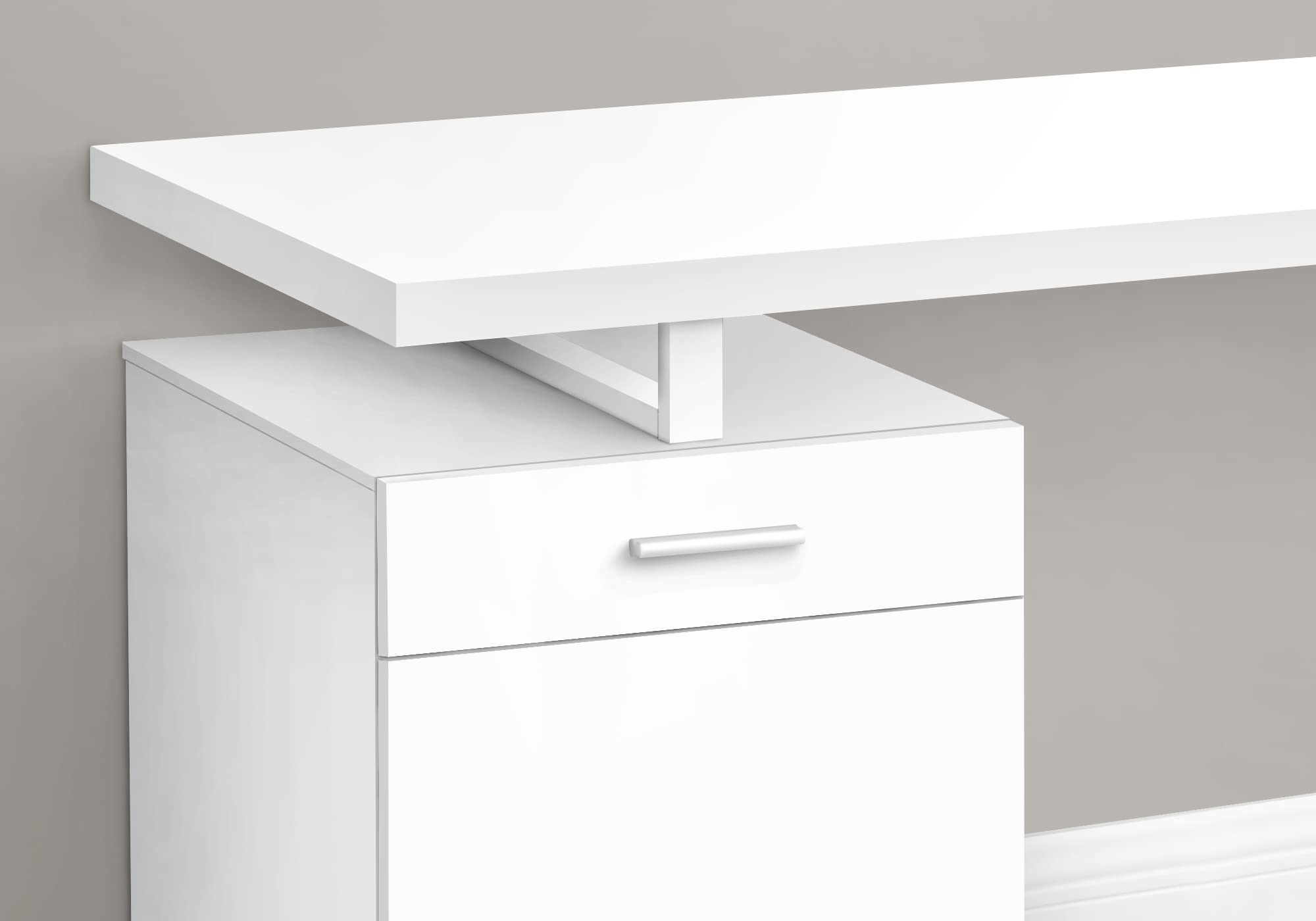 Monarch Specialties I 7760 Computer Desk, Home Office, Laptop, Left, Right Set-up, Storage Drawers, 48&quot; L, Work, Metal, Laminate, White, Contemporary, Modern