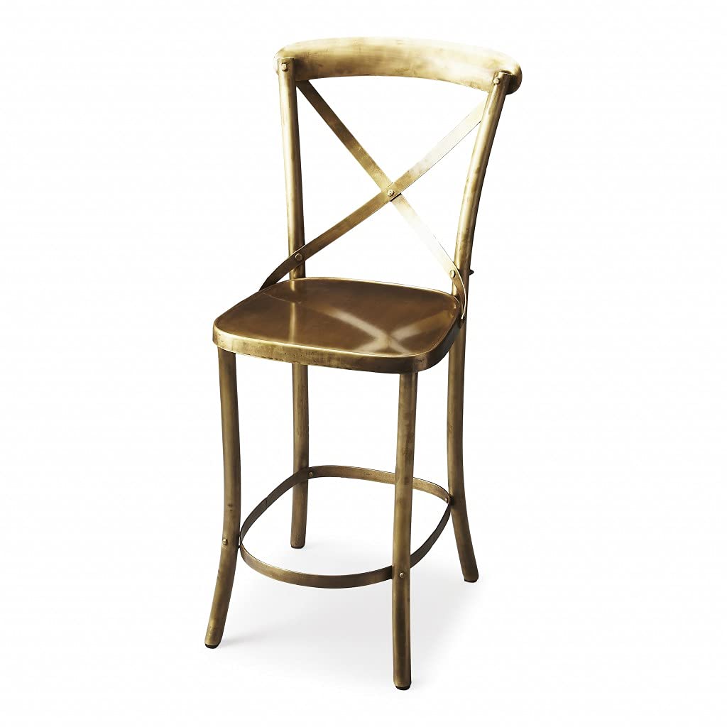 HomeRoots Iron Antique Gold Bar Stool