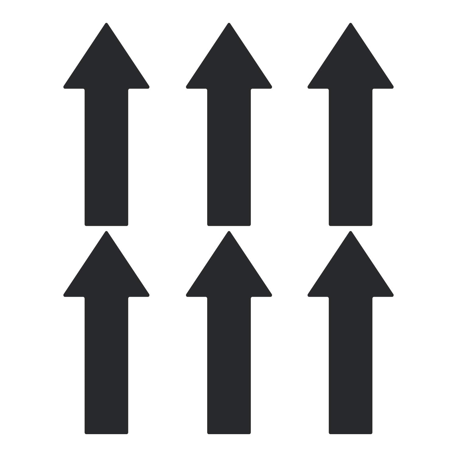 Litemark Removable Matte Finish Black Large Arrow Sticker Decals For Floors, Walls, Directional Guidance - (12 Inch Pack Of 6 Ar