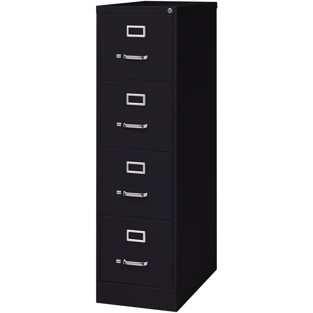 Lorell LLR60191 4-Drawer Vertical File with Lock, 15" x 26-1/2" x 52", Black