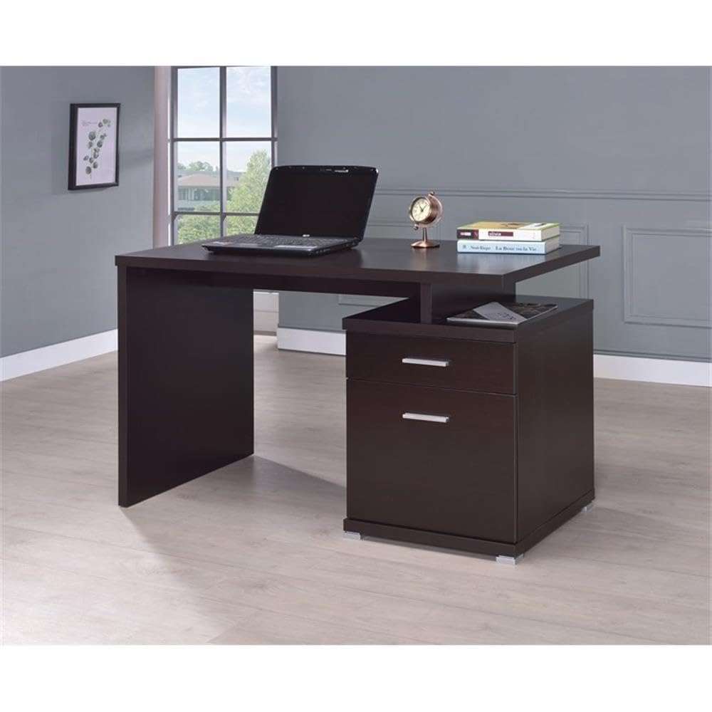 Coaster Contemporary Office Desk with Drawer Cappuccino 800109
