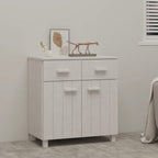 vidaXL HAMAR Solid Wood Highboard, Wooden Sideboard with Storage in White, 2 Doors and 2 Drawers, 31.1"x15.7"x31.5"