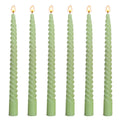 6 Pack 10 Inch Sage-Green Spiral Taper Candles for Christmas and Spring Home Decoration, Unscented Dripless Twisted Candlesticks
