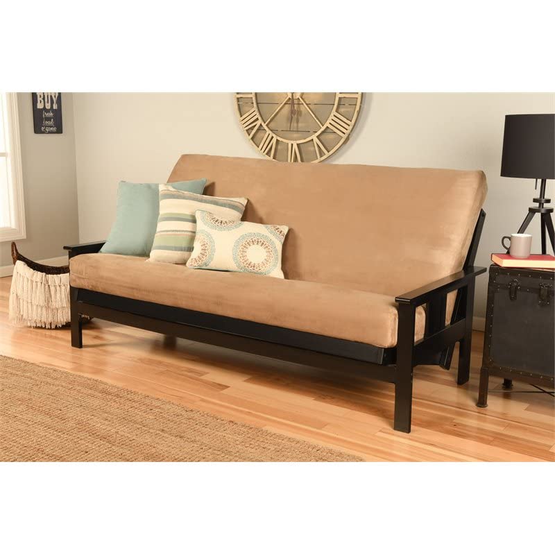 Kodiak Furniture Monterey Black Sofa with Suede Peat Tan Mattress