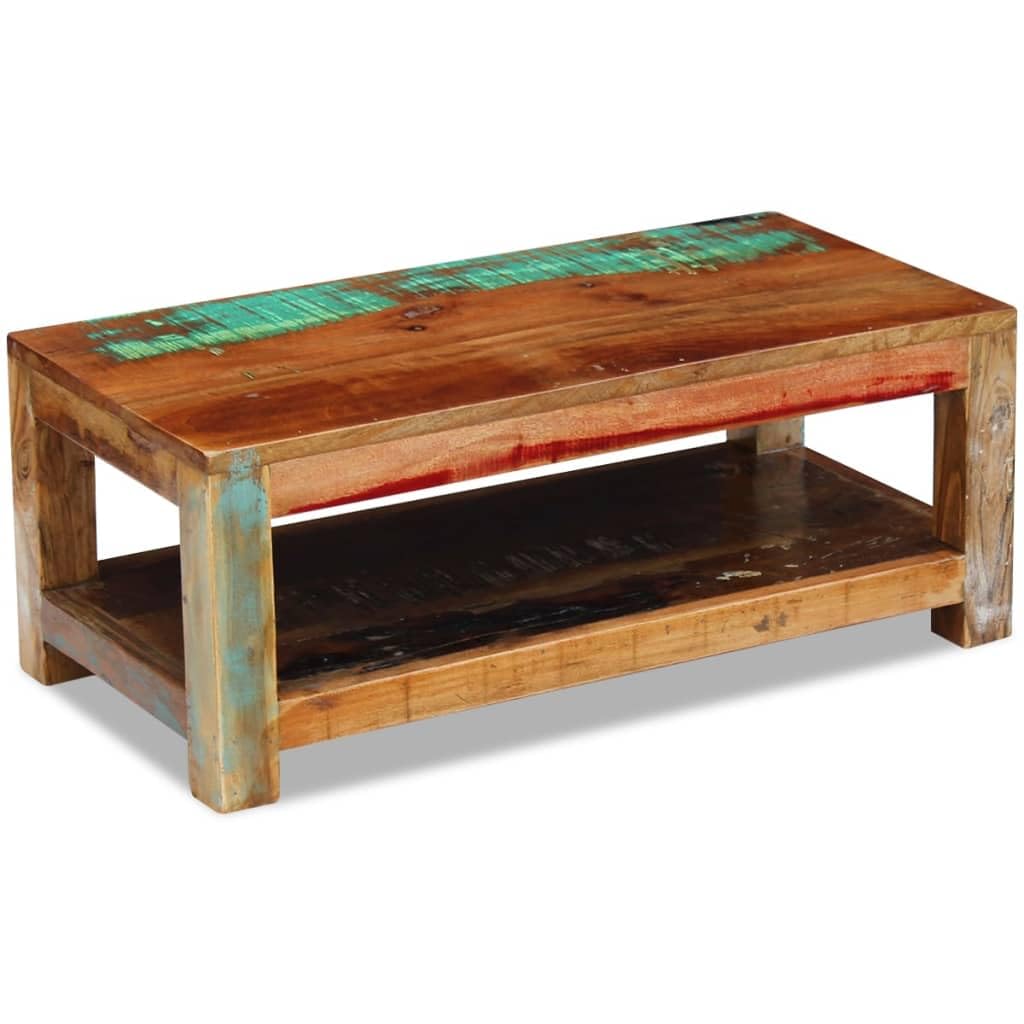 vidaXL Rectangular Coffee Table, Solid Reclaimed Wood Construction with Teak, Mango Wood, Acacia, Durable and Handmade for Living Room, Side Table, Couch Table, 35.4x17.7x13.8‘
