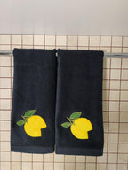 2 Pack Lemon Hand Towels, 100% Soft Cotton, Basket Stuffers, (12X20 Inches) Decor Hand Towels Gift Packed, Decorative Hand Towel