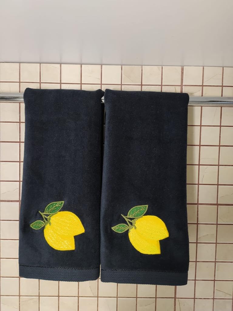 2 Pack Lemon Hand Towels, 100% Soft Cotton, Basket Stuffers, (12X20 Inches) Decor Hand Towels Gift Packed, Decorative Hand Towel