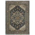 HomeRoots 508064 8 x 11 ft. Blue Taupe Gray Green Rust Tan Beige & Gold Oriental Power Loom Stain Resistant Rectangle Area Rug with Fringe