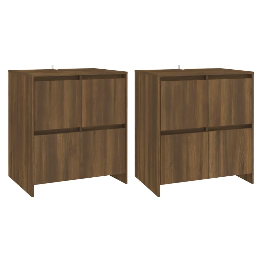 vidaXL Sideboard 2 Pcs, Bar Buffet Cabinet with Storage, Sideboard Console Cabinet for Kitchen Living Room Entryway, Brown Oak Engineered Wood