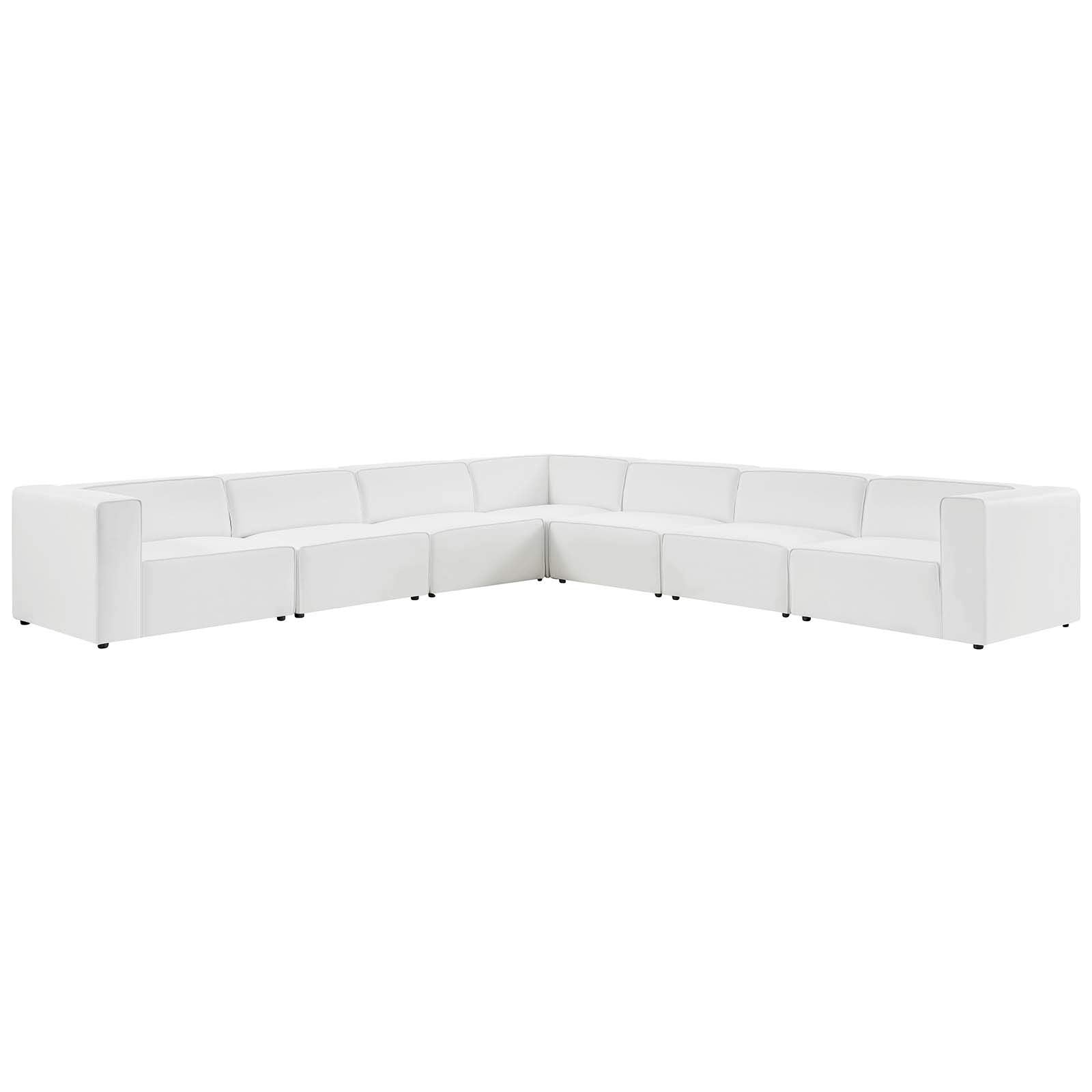 Modway Mingle Vegan Leather 7-Piece Sectional Sofa, White