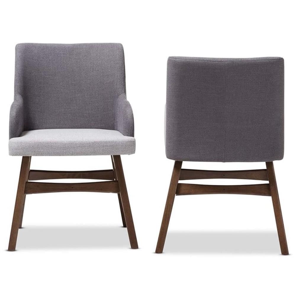 Baxton Studio Monte Mid-Century Modern Two-Tone Grey Fabric Armchair