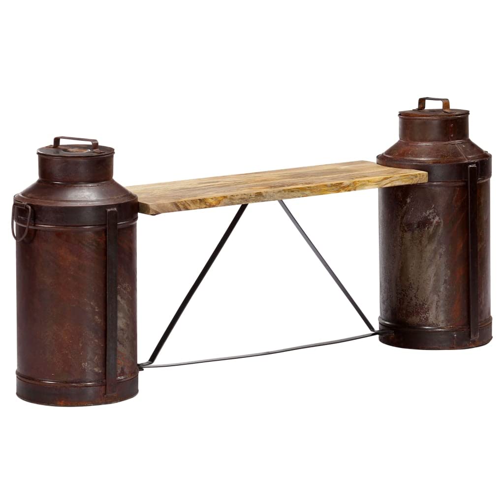 vidaXL Milk Bottle Design Bench - Solid Mango Wood Construction, Polished & Lacquered, Fully Assembled - 59.1&quot;x13&quot;x25.2&quot; - Whimsical, Industrial-Inspired Furniture