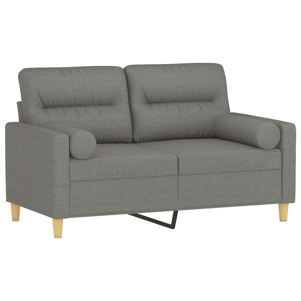 Vidaxl Sofa Love Seat With Pillows And Cushions - 2-Seater, Dark Gray Fabric, Modern Design, Ideal For Living Room Or Office Lounge.