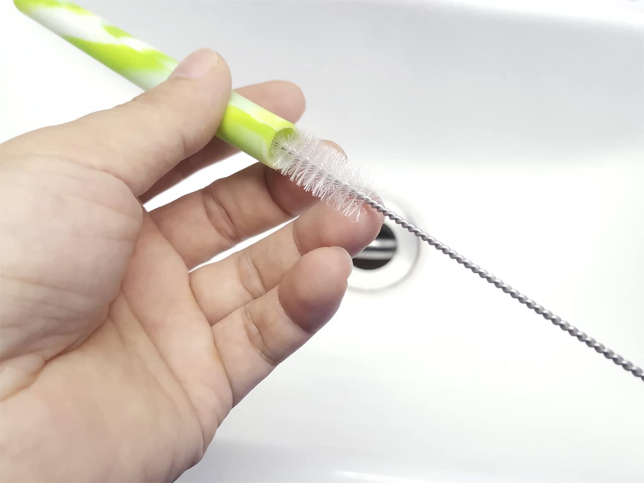 Gfdesign Drinking Straw Cleaning Brushes Set Pipe Tube Cleaner Nylon Bristles Stainless Steel Handle - 8' X 3/8' (10Mm) - Set