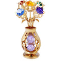 24k Gold Plated 5 Flowers in Vase Free Standing with Mixed Studded Crystals
