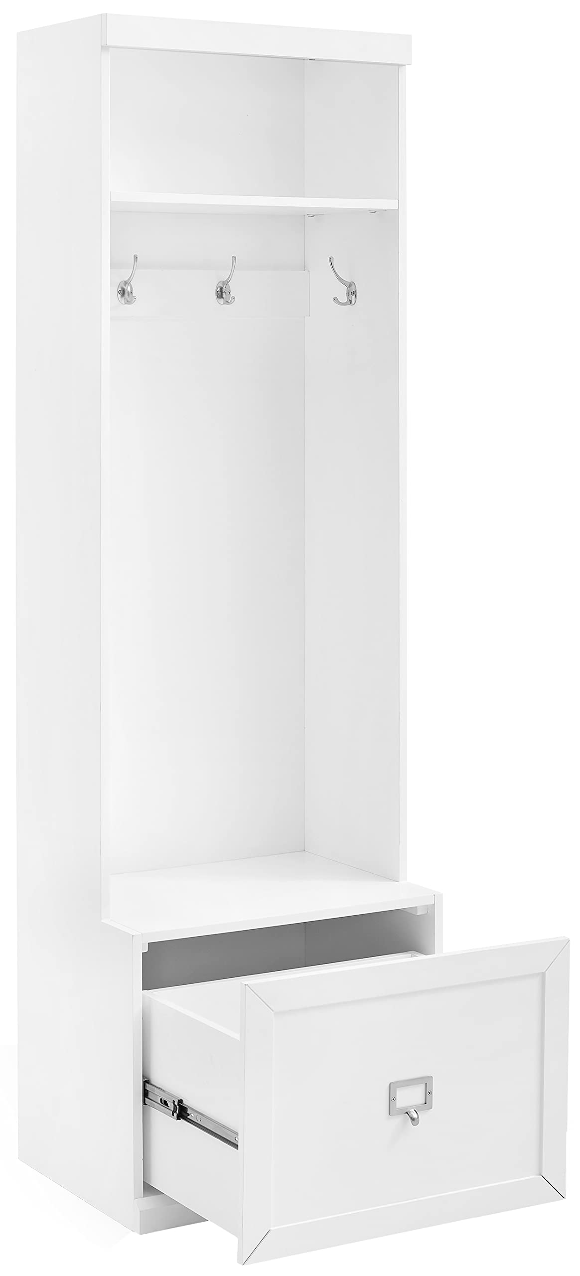 Crosley Furniture Harper Hall Tree With Storage Bench And Coat Rack Hooks For Hanging, White
