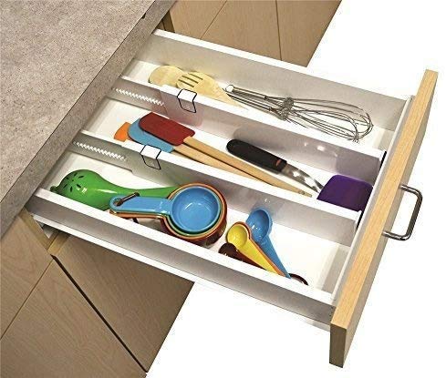 Seaspirit Drawer Organizer. Adjustable, Expandable White Drawer Dividers For Clothes, Office Supplies, And More