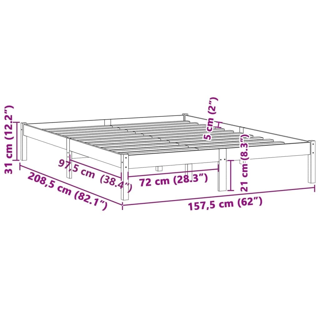 vidaXL King Bed Frame | Sturdy Solid Pinewood | Rustic Aesthetic | Practical Slats for Optimal Support | Easy Assembly | Brown | Dimensions - 76"x79.9"