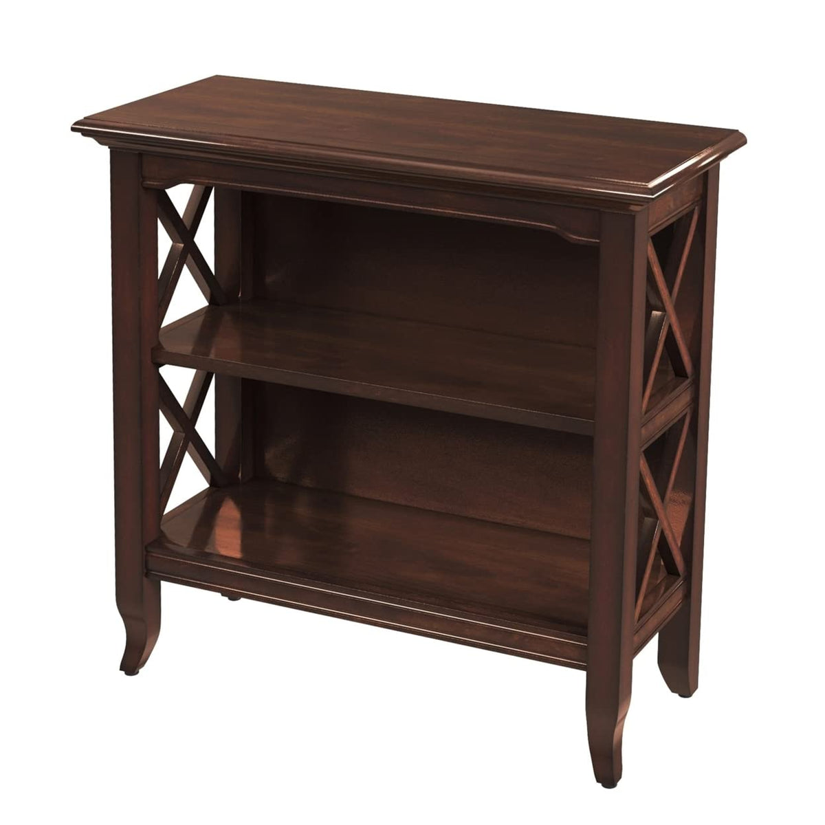 HomeRoots Rubberwood Solids, MDF, Cherry Veneer Newport Plantation Cherry Low Bookcase