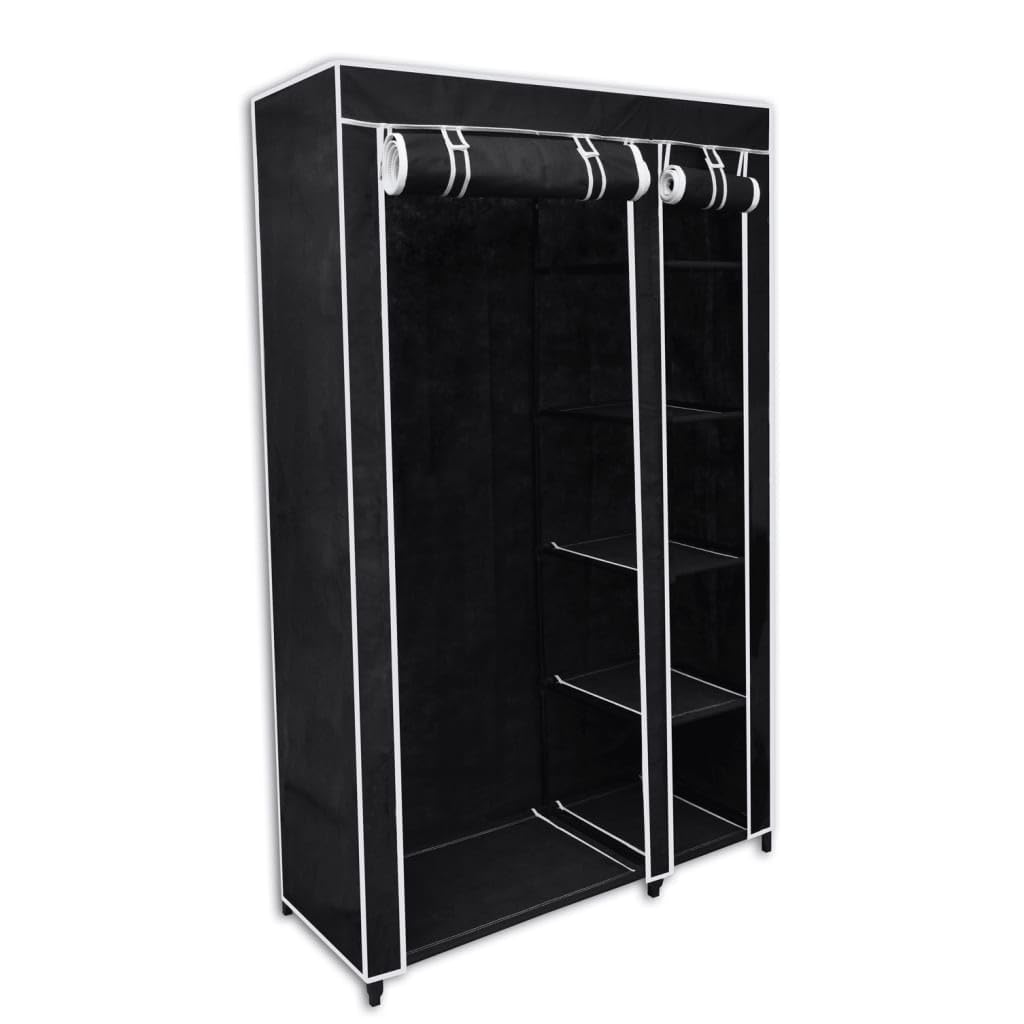 vidaXL Foldable Fabric Wardrobe - Convenient & Spacious - Black 43&quot;x18&quot;x69&quot; - Ideal for Bedroom, Basement, Camping - Durable Fleece Fabric, Steel Tube Frame