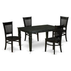 East West Furniture Weva5-Blk-W 5 Piece Dining Room Table Set Includes A Rectangle Wooden Table With Butterfly Leaf And 4 Kitchen Dining Chairs, 42X60 Inch, Black
