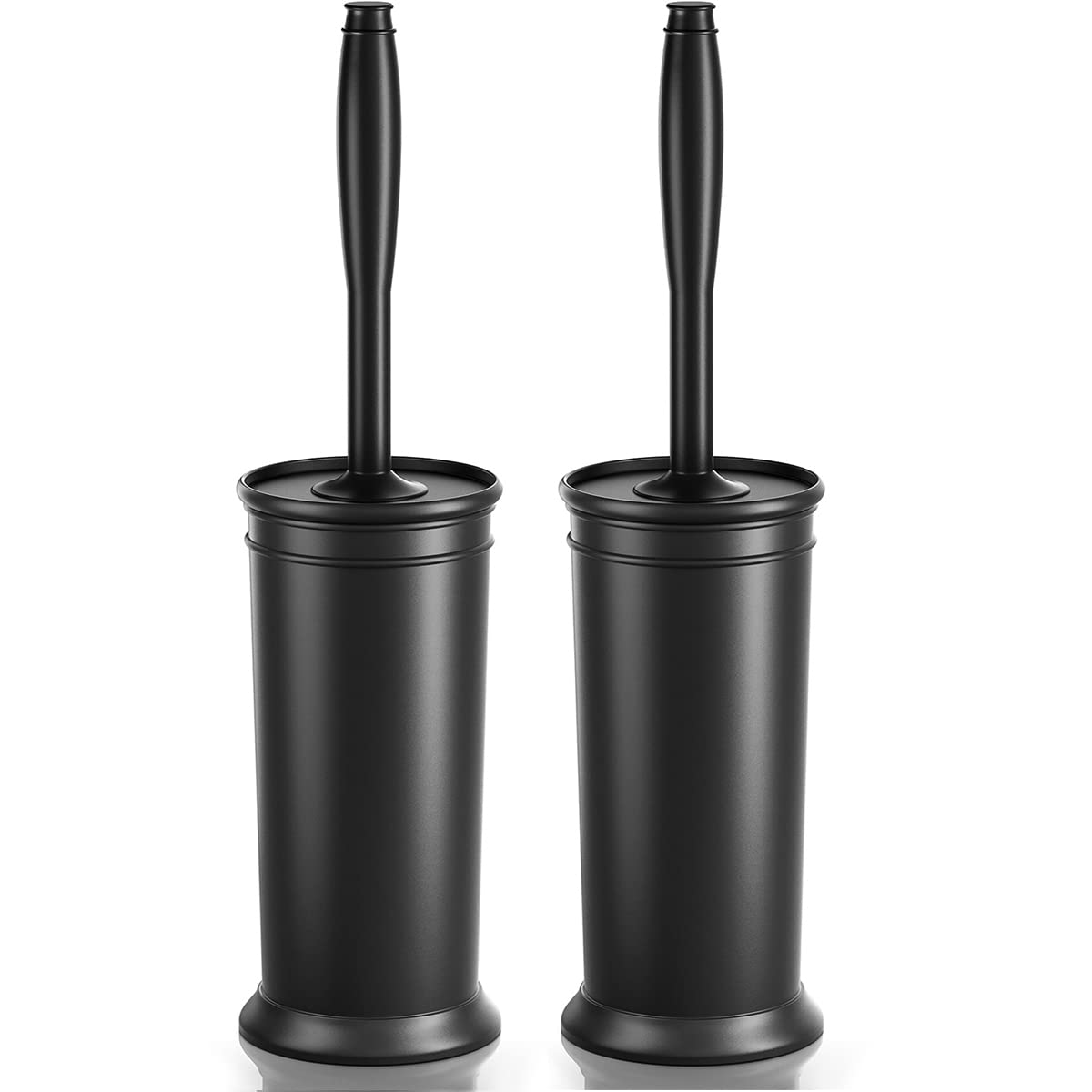 Toilet Brush and Holder 2 Pack, Toilet Bowl Brush with Extra Long Handle, Toilet Scrubber and Covered Holder, Toilet Brushes for