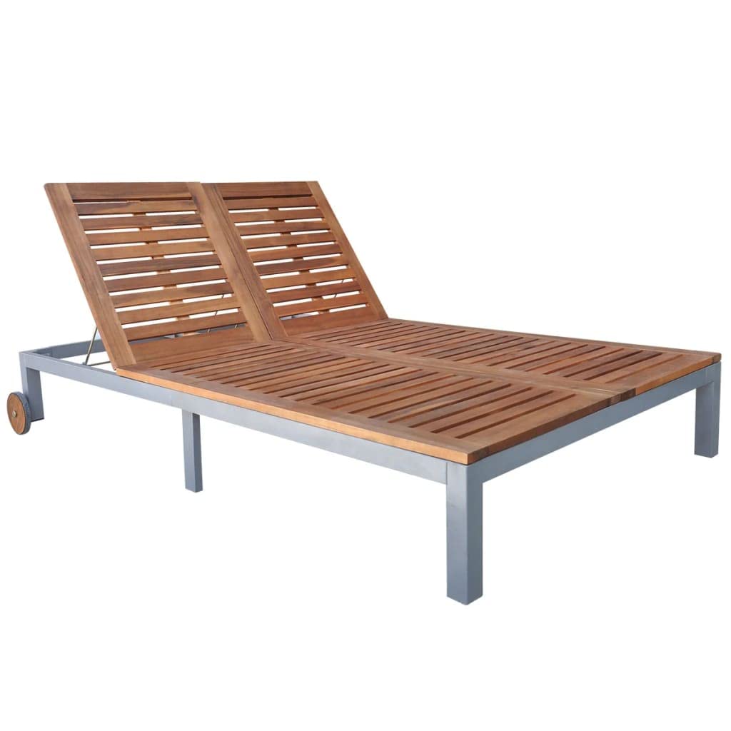 Vidaxl Solid Acacia Wood Outdoor Double Sunlounger 207X130X88Cm Day Bed Lounge