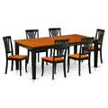 East West Furniture QUAV7-BCH-W 7 Piece Modern Dining Table Set Consist of a Rectangle Wooden Table with Butterfly Leaf and 6 Kitchen Dining Chairs, 40x78 Inch, Black & Cherry