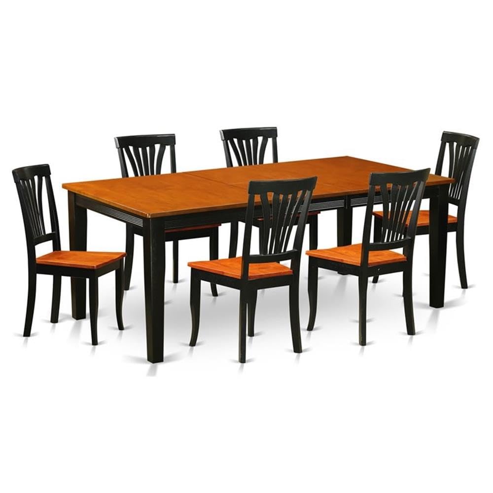 East West Furniture QUAV7-BCH-W 7 Piece Modern Dining Table Set Consist of a Rectangle Wooden Table with Butterfly Leaf and 6 Kitchen Dining Chairs, 40x78 Inch, Black & Cherry