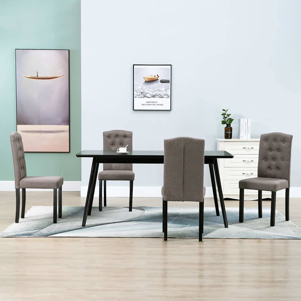 vidaXL Dining Chairs Set of 4 - Ergonomically Designed Taupe Fabric Upholstered Chairs with Sturdy Wooden Legs - Ideal for Dining Room/Kitchen