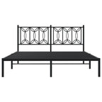 vidaXL Metal Bed Frame with Headboard Black Steel 59.1x78.7 - Double Bed with Storage Space