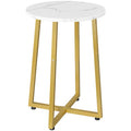 HOOBRO Round Side Table, Round Accent End Table with Sturdy X-Shaped Metal Frame, 15.7 Round Nightstand, for Living Room, Bedroo
