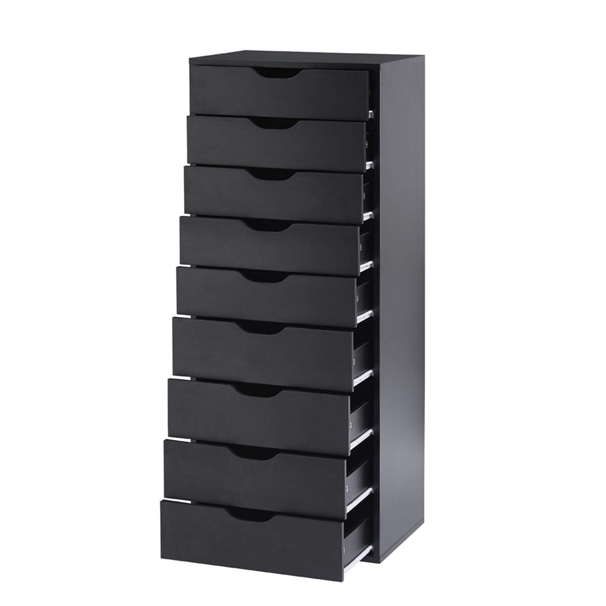 Naomi Home 9 Drawer Dresser For Bedroom, Stylish Tall Makeup Dressers, Storage Shelves, Small Dresser For Closet With 200 Lbs Capacity - Black
